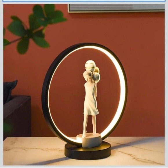 NIB  Ayra Luxury Baloon Girl Sculpture Decoration Resin Lamp Pink  Iron base - Picture 6 of 12